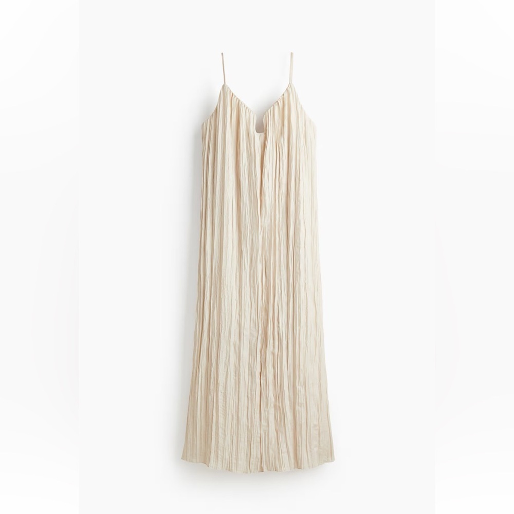 H&M‎ Edition Crinkle Midi Dress in Ivory, Sz S Loose fit New with imperfections. - Picture 2 of 12